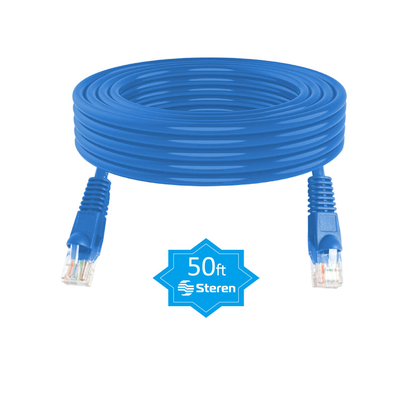 STEREN 50ft Cat5e Patch Cord Snagless UTP cULus Molded Blue 308-650BL