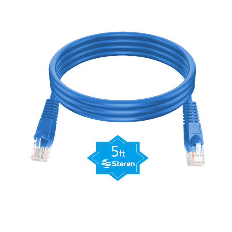 STEREN 5ft Cat5e Patch Cord Snagless UTP cULus Molded Blue 308-605BL