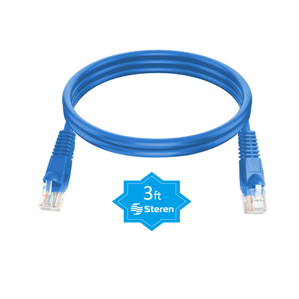 STEREN 3ft Cat5e Patch Cord Snagless UTP cULus Molded Blue 308-603BL